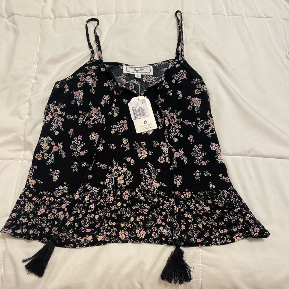 Black with flowers tank top